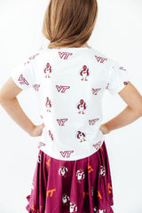 Virginia Tech White Hokie Ruffle Pocket Tee-Mila & Rose ®
