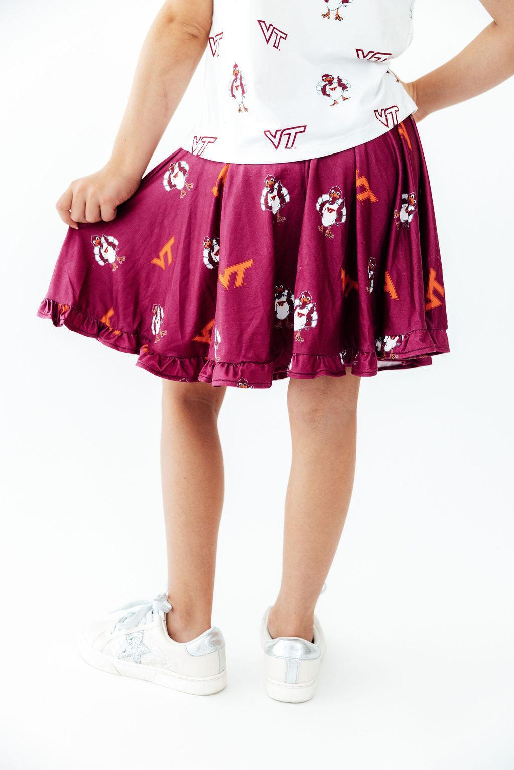 Virginia Tech Maroon Hokie Ruffle Twirl Skort-Mila & Rose ®