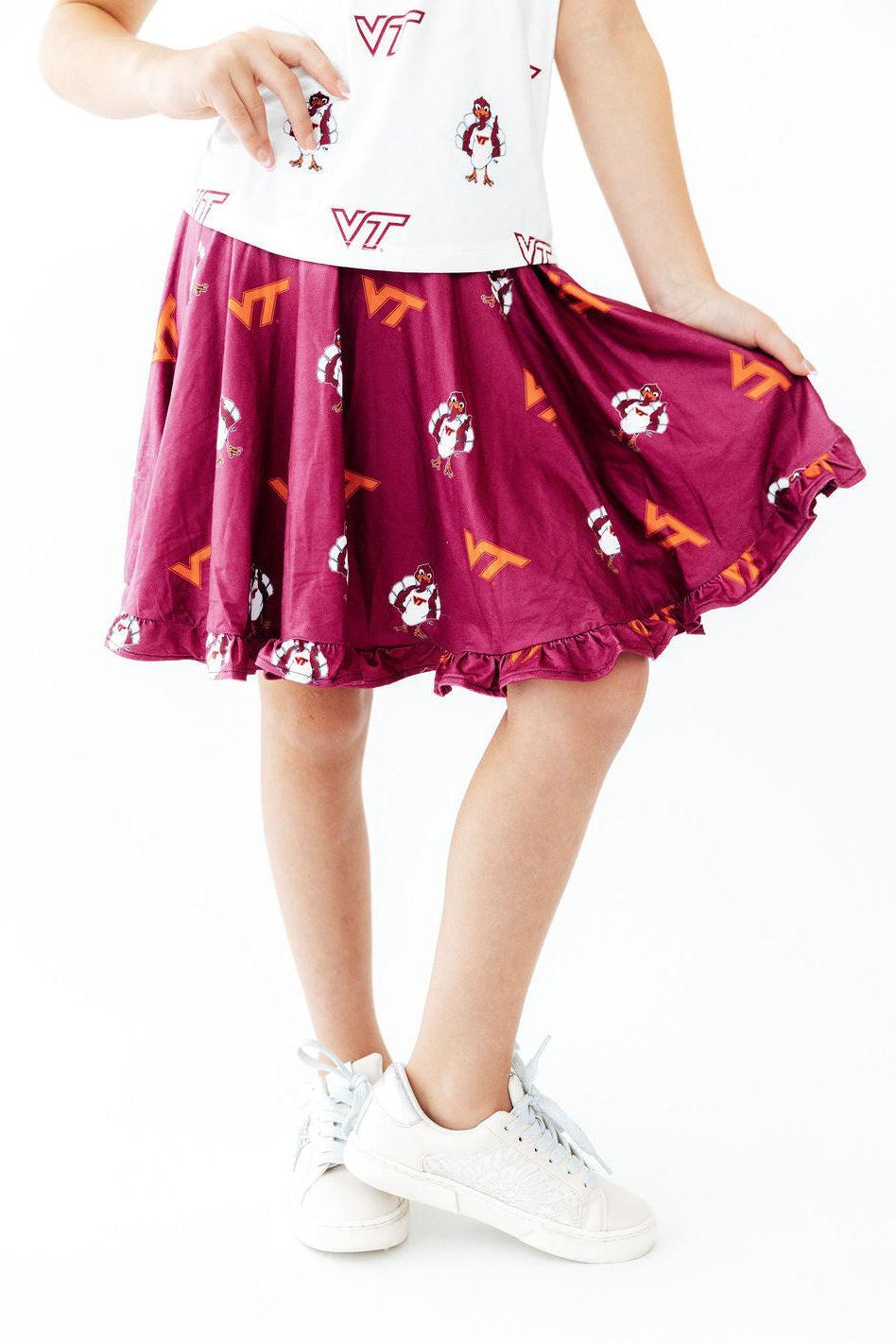 Virginia Tech Maroon Hokie Ruffle Twirl Skort-Mila & Rose ®