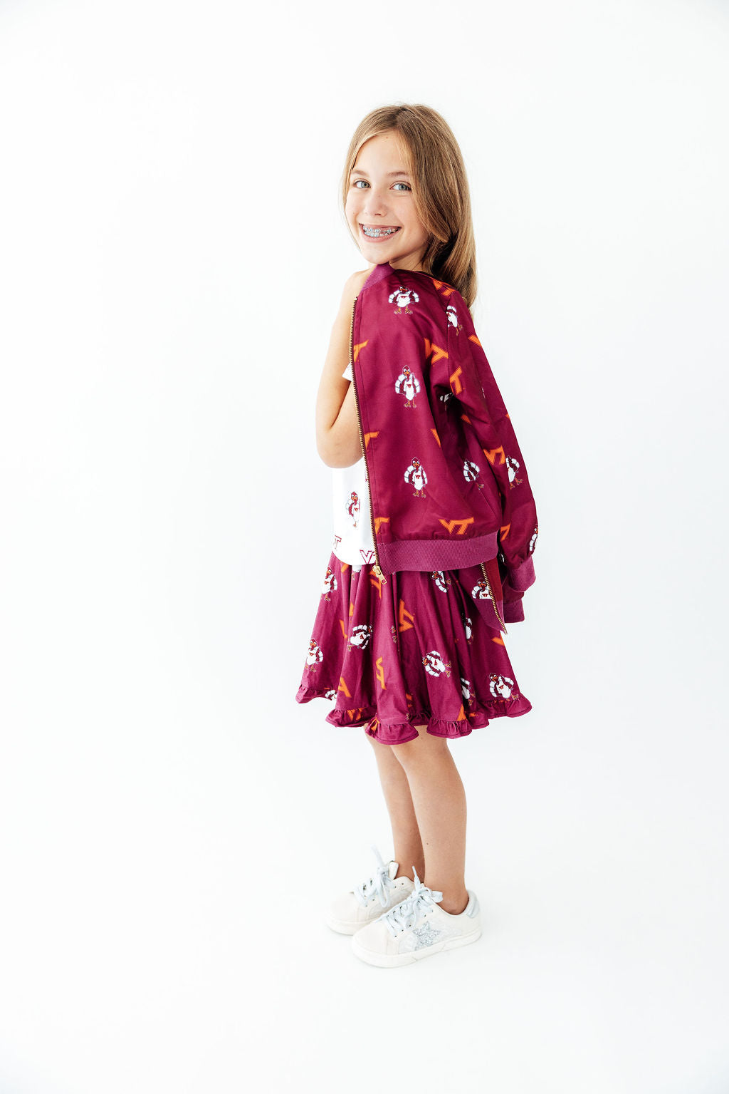 Virginia Tech Maroon Hokie Ruffle Twirl Skort-Mila & Rose ®