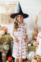 Happy Howl-oween 3/4 Sleeve Pocket Twirl Dress-Mila & Rose ®