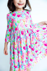 Heart Garden 3/4 Sleeve Pocket Twirl Dress-Mila & Rose ®