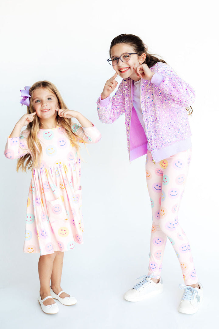 You Make Me Happy 3/4 Sleeve Pocket Twirl Dress-Mila & Rose ®