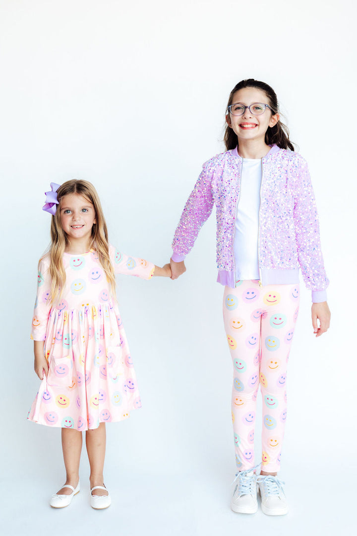 You Make Me Happy 3/4 Sleeve Pocket Twirl Dress-Mila & Rose ®