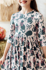 Hocus Purr-cus 3/4 Sleeve Pocket Twirl Dress-Mila & Rose ®
