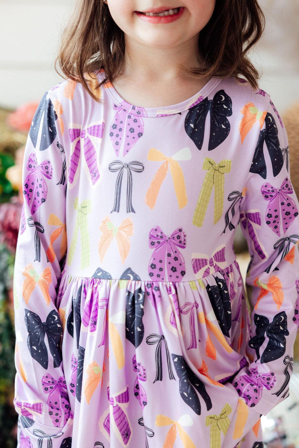 Tied with a Boo Lavender L/S Pocket Twirl Dress-Mila & Rose ®