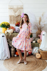Spooky Sweetheart 3/4 Sleeve Pocket Twirl Dress-Mila & Rose ®