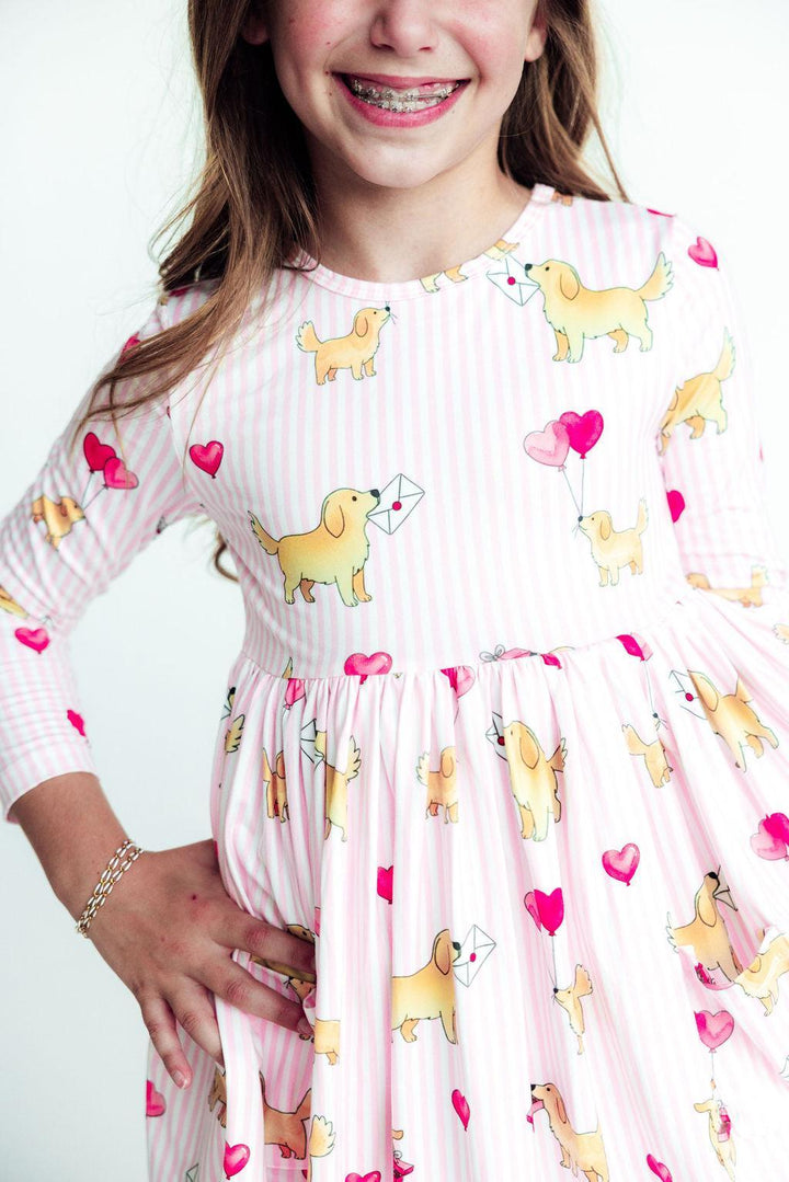 Puppy Post L/S Pocket Twirl Dress-Mila & Rose ®