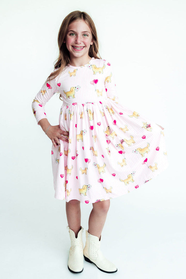 Puppy Post L/S Pocket Twirl Dress-Mila & Rose ®