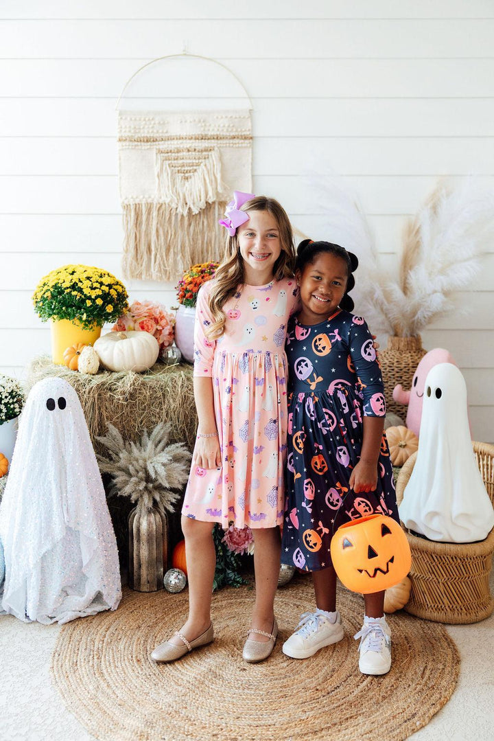 Spooky Sweetheart 3/4 Sleeve Pocket Twirl Dress-Mila & Rose ®