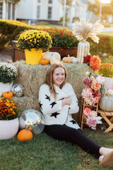 Coconut/Black Star Cozy Cardigan-Mila & Rose ®