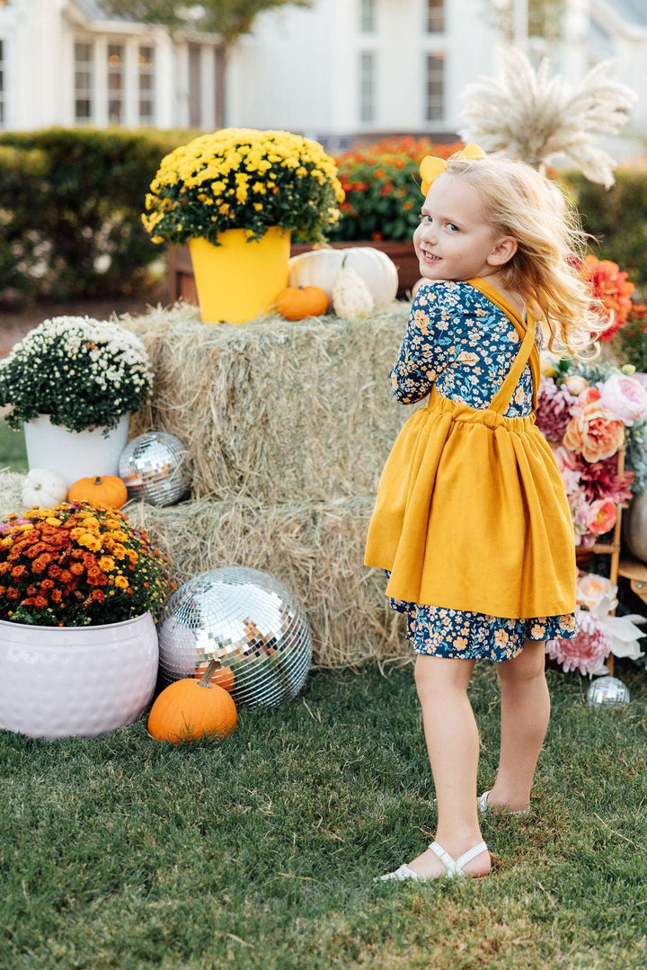 Mustard Faux Suede Pinafore-Mila & Rose ®