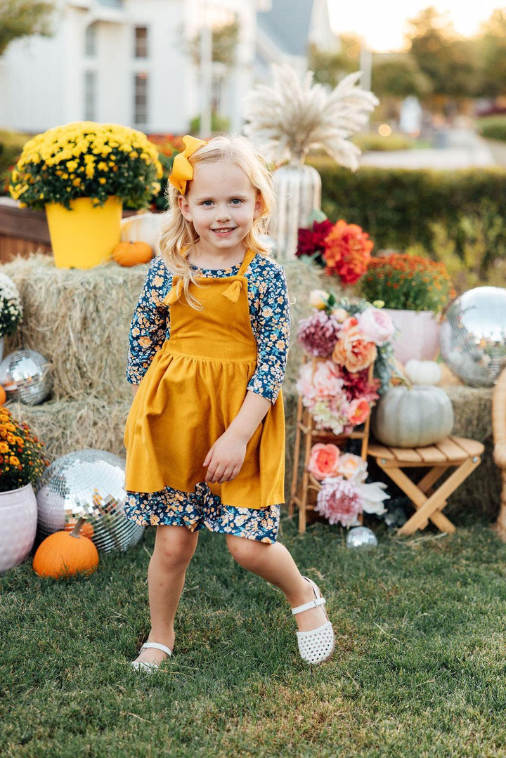 Mustard Faux Suede Pinafore-Mila & Rose ®