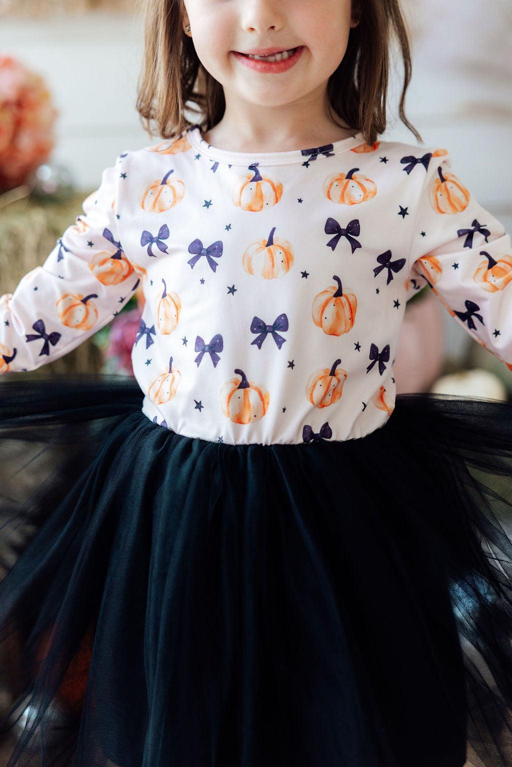 Pretty in Pumpkin L/S Tutu Dress-Mila & Rose ®