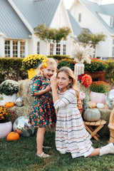 Fall Stripes 3/4 Sleeve Pocket Twirl Dress-Mila & Rose ®