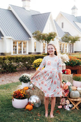 Peach Rainbow 3/4 Sleeve Pocket Twirl Dress-Mila & Rose ®