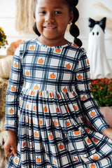 Plaid Pumpkins L/S Pocket Twirl Dress-Mila & Rose ®