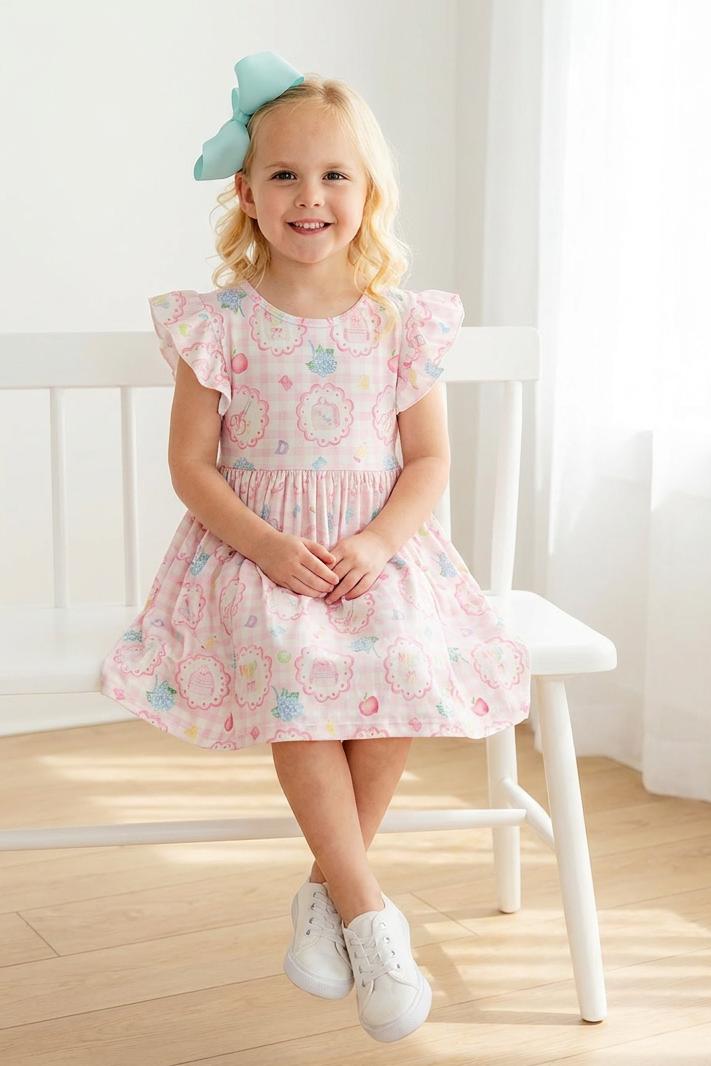 Apple of My Eye Flutter Sleeve Twirl Dress-Mila & Rose ®