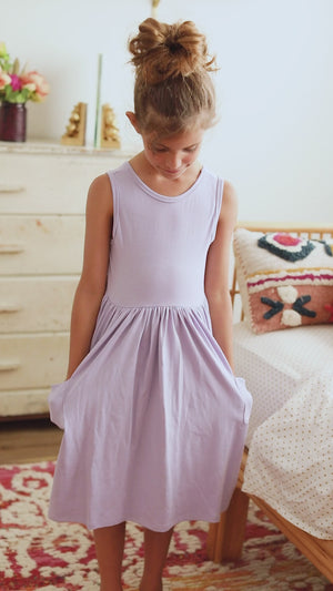 Lavender Pocket Tank Twirl Dress