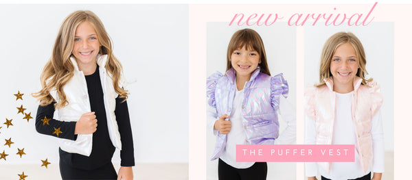 Girls Mint Iridescent Puffer Vest by Mila & Rose