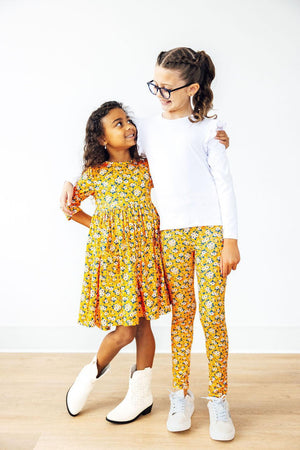 Fall Floral 3/4 Sleeve Pocket Twirl Dress-Mila & Rose ®