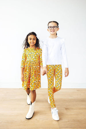 Fall Floral 3/4 Sleeve Pocket Twirl Dress-Mila & Rose ®