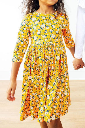 Fall Floral 3/4 Sleeve Pocket Twirl Dress-Mila & Rose ®