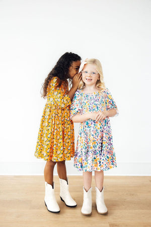 Fall Floral 3/4 Sleeve Pocket Twirl Dress-Mila & Rose ®