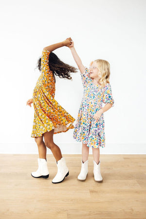 Fall Floral 3/4 Sleeve Pocket Twirl Dress-Mila & Rose ®