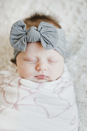SALE Gray Nylon Bow Headwrap-Mila & Rose ®