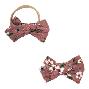 SALE Vintage Pink Floral Cord Bow-Mila & Rose ®