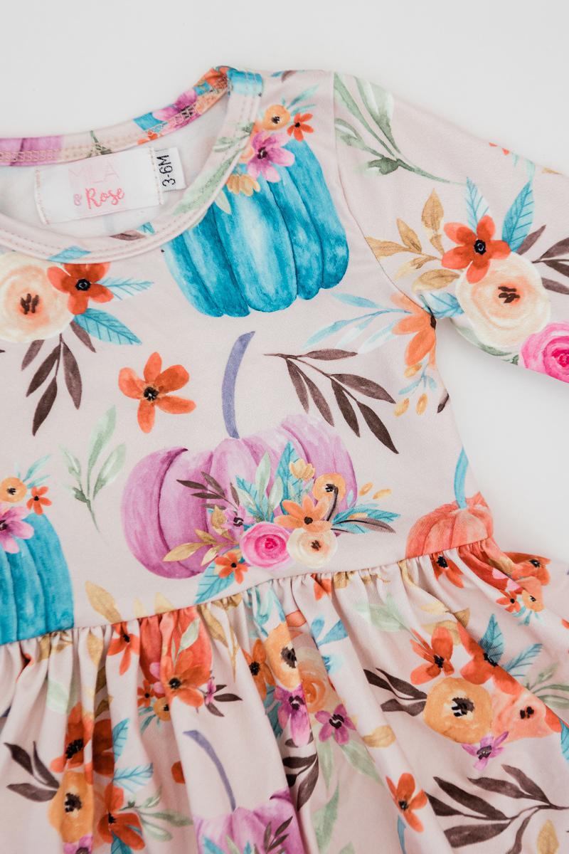 Harvest Blooms 3/4 Sleeve Twirl Bodysuit-Mila & Rose ®