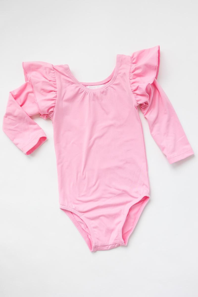 Bubblegum Pink L/S Flutter Sleeve Leotard-Mila & Rose ®