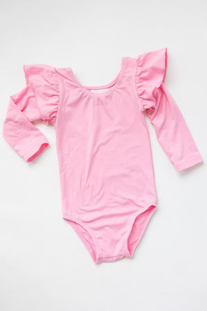 Bubblegum Pink L/S Flutter Sleeve Leotard-Mila & Rose ®