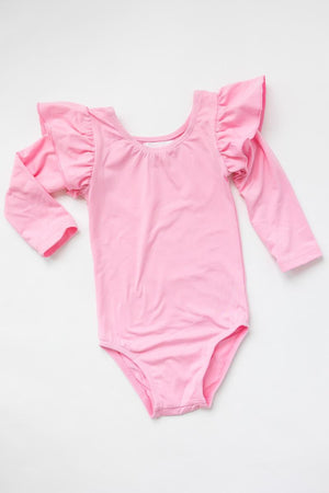 Bubblegum Pink L/S Flutter Sleeve Leotard - NEW-Mila & Rose ®