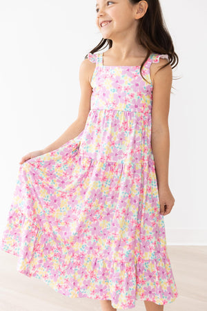 Summer Watercolor Floral Ruffle Maxi Dress-Mila & Rose ®