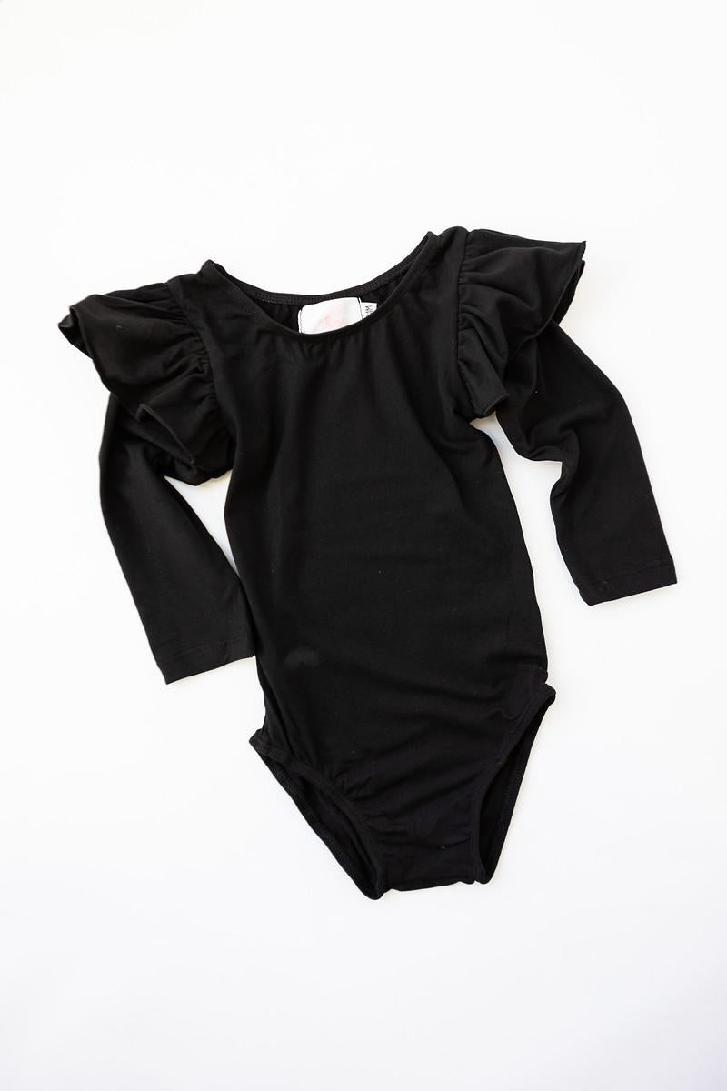 Black L/S Flutter Sleeve Leotard-Mila & Rose ®