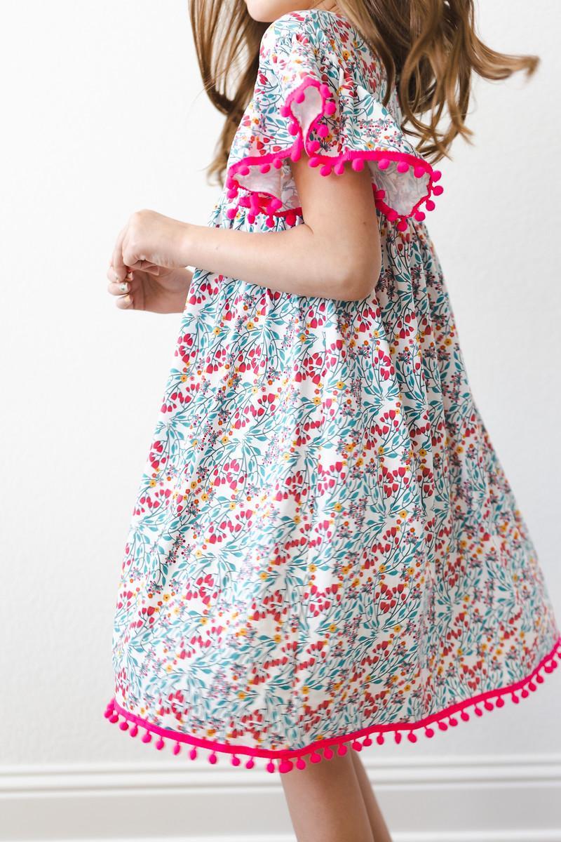SALE Cabana Floral Pom Pom Dress-Mila & Rose ®