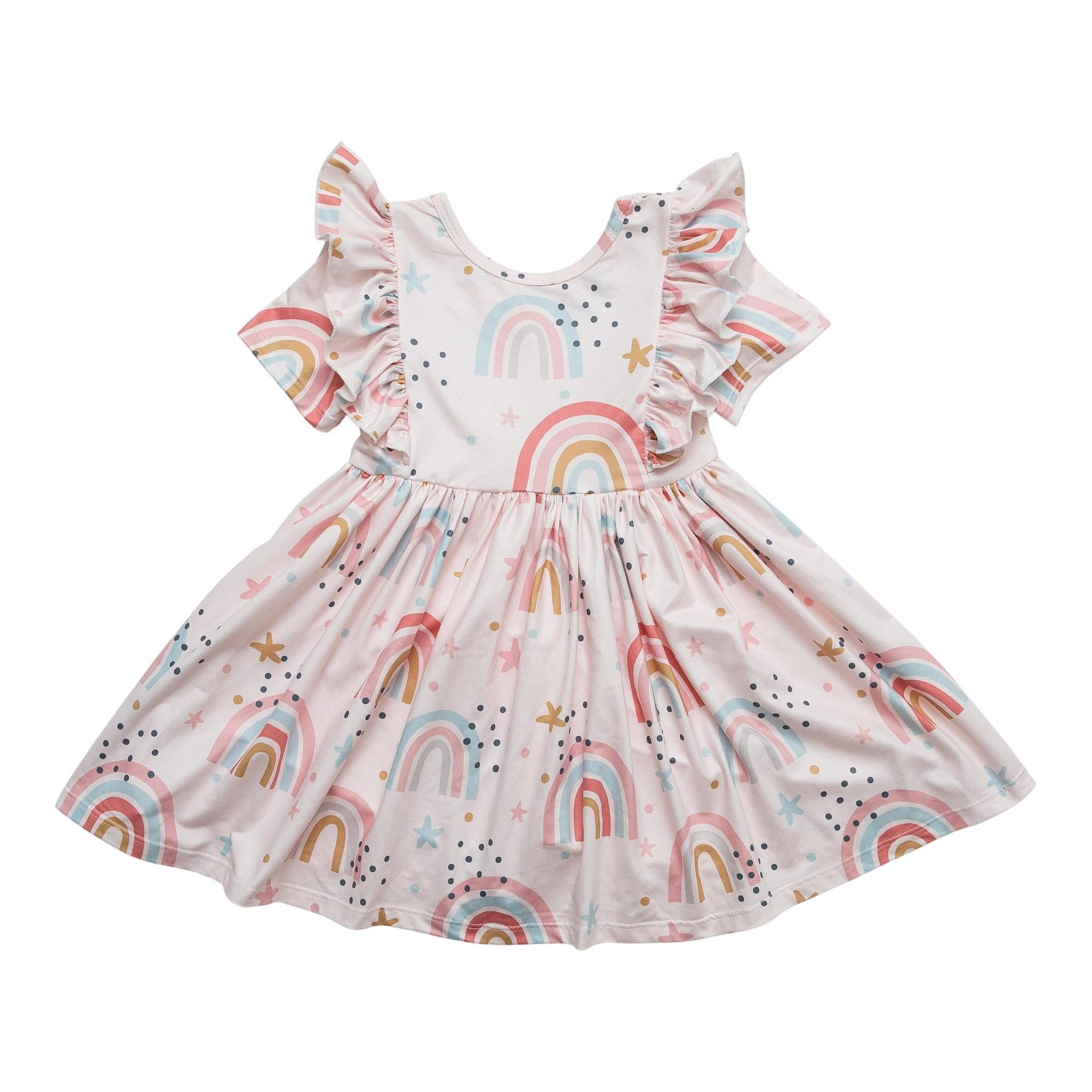 Over the Rainbow S/S Ruffle Twirl Dress-Mila & Rose ®