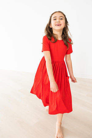 Red S/S Pocket Twirl Dress - NEW-Mila & Rose ®