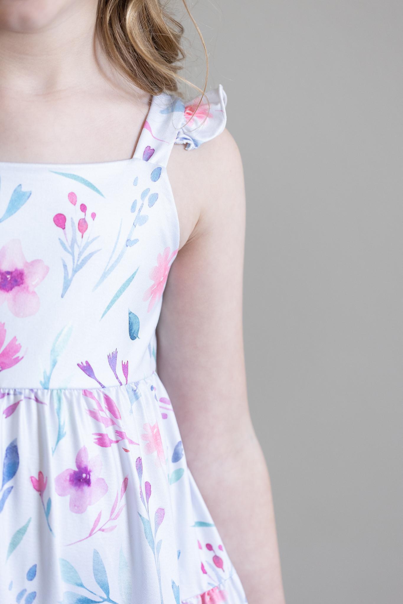 Pastel Wildflowers Ruffle Maxi Dress-Mila & Rose ®