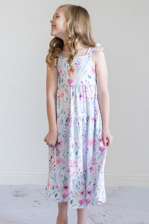 Pastel Wildflowers Ruffle Maxi Dress-Mila & Rose ®