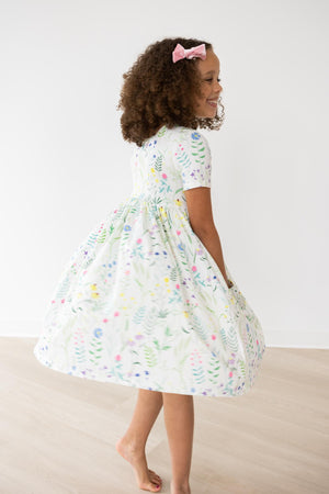 Spring Dandelion Floral S/S Pocket Twirl Dress-Mila & Rose ®