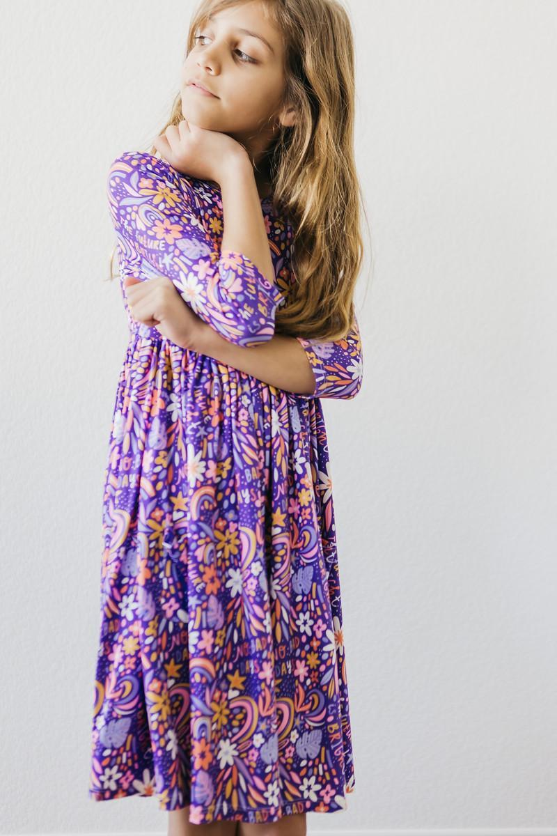 No Bad Days 3/4 Sleeve Pocket Twirl Dress-Mila & Rose ®