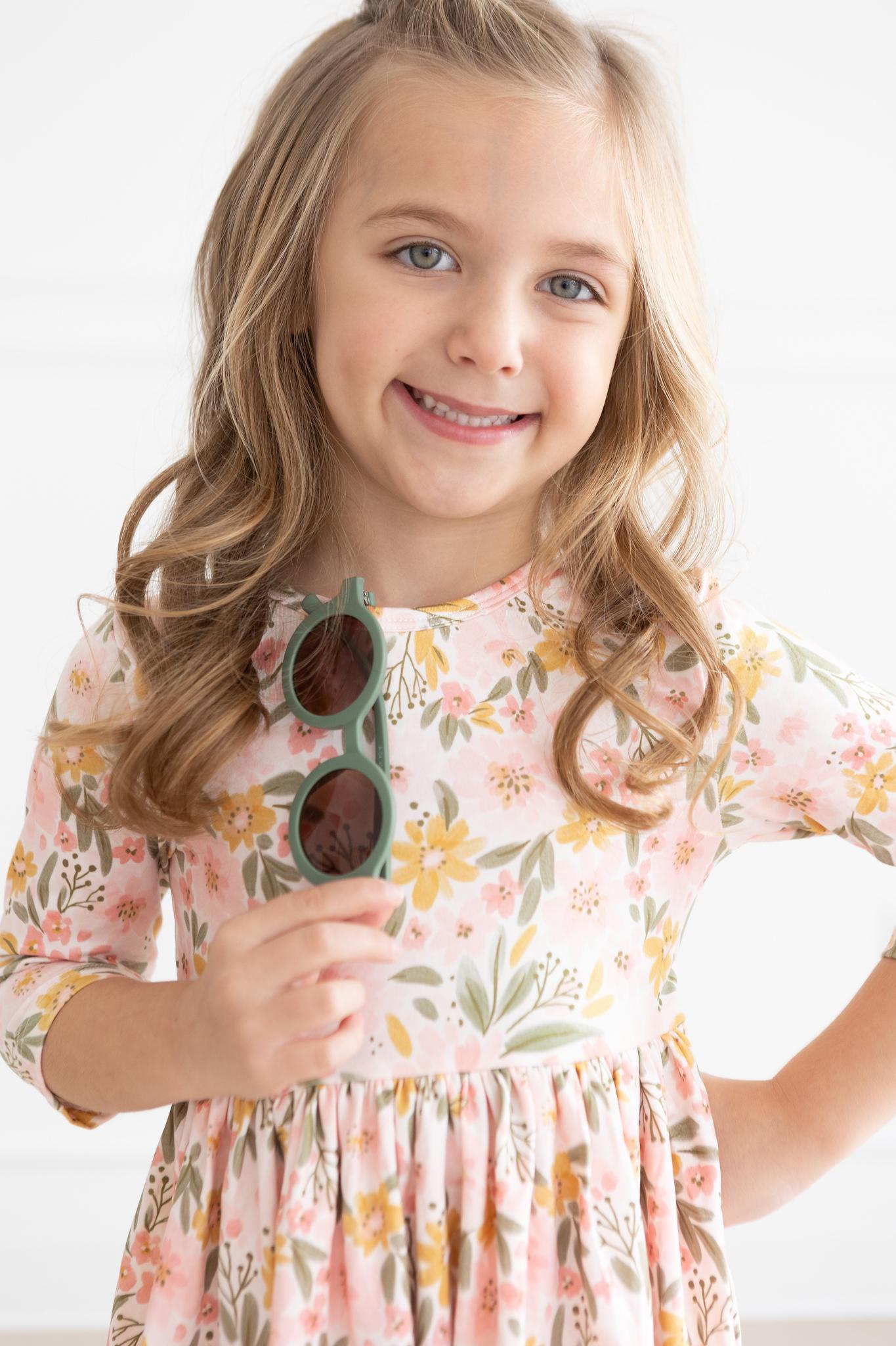 Pretty Peachy 3/4 Sleeve Pocket Twirl Dress-Mila & Rose ®