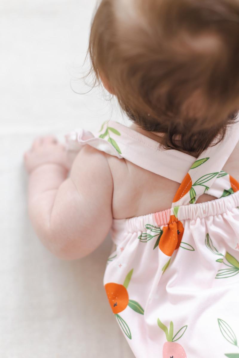 Tangerine Ruffle Cross Back Romper-Mila & Rose ®