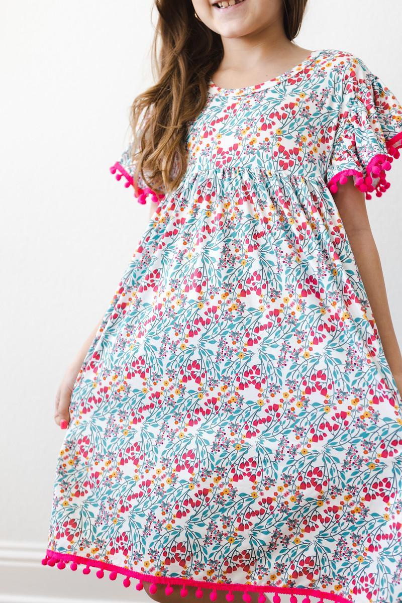 SALE Cabana Floral Pom Pom Dress-Mila & Rose ®