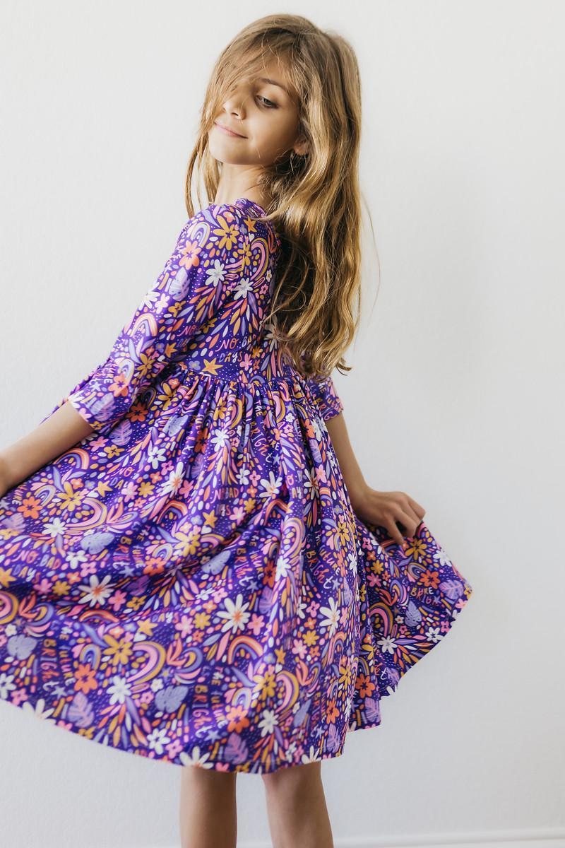 No Bad Days 3/4 Sleeve Pocket Twirl Dress-Mila & Rose ®