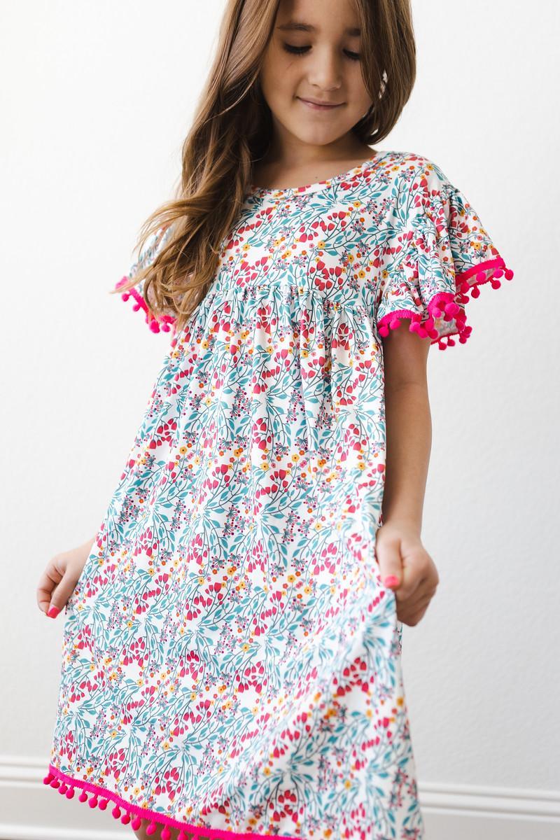 SALE Cabana Floral Pom Pom Dress-Mila & Rose ®