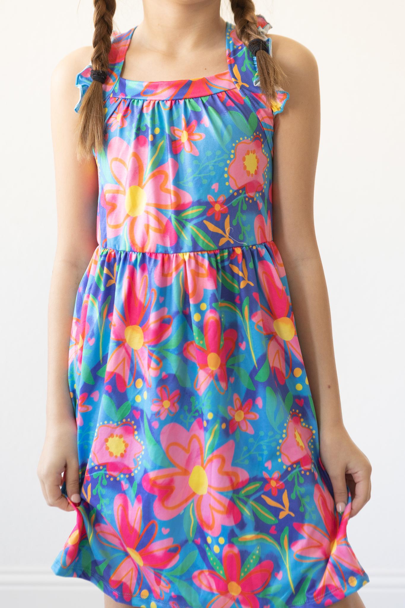 Girls' Ruffle Cross Back Dresses & Rompers